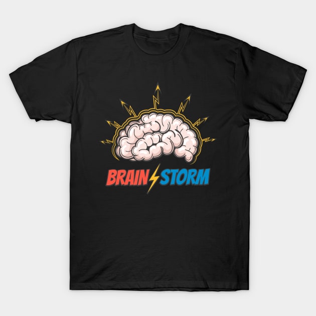 Hand Drawn Emblem of the thinking process, brainstorming, good idea, brain activity, insight. T-Shirt by devaleta